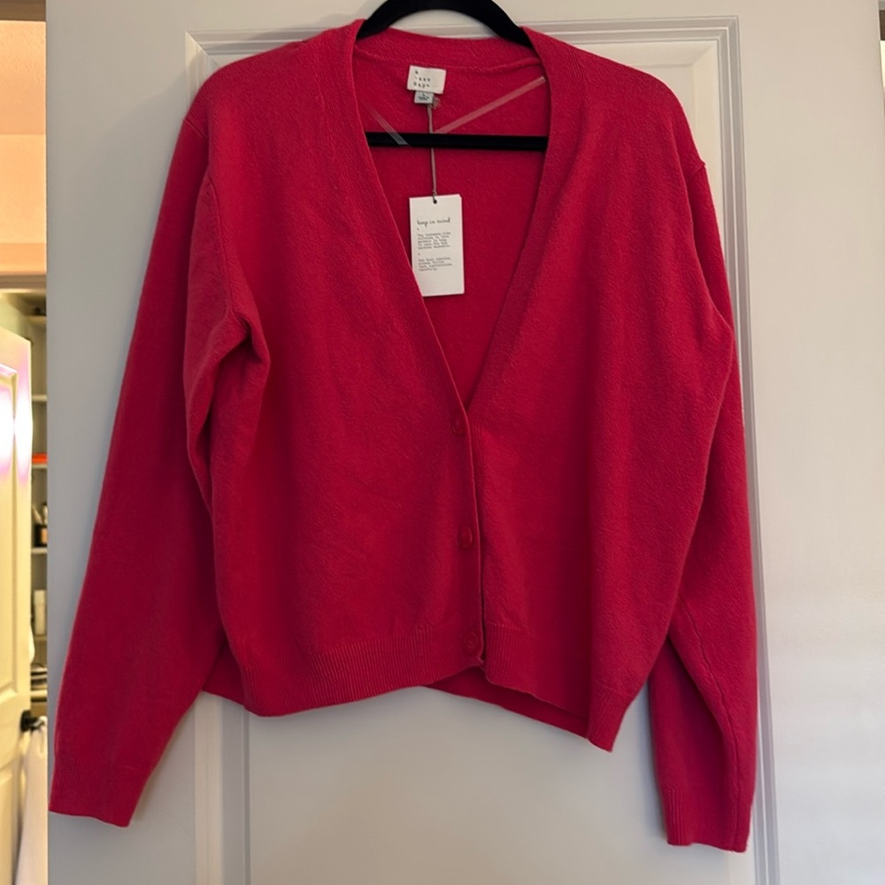 A New Day Hot Pink V Neck Cardigan